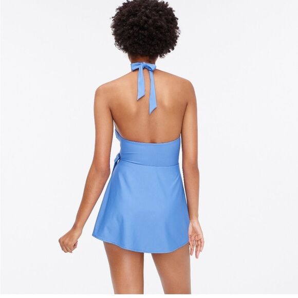 J. Crew NEW Halter Wrap Swim Dress Swimsuit Light Blue Size 6 - Picture 3 of 12